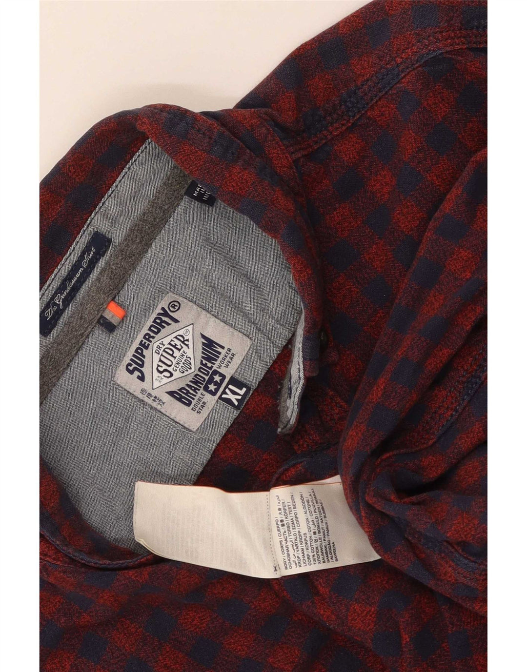 Superdry Mens Flannel Shirt XL Red Gingham Cotton