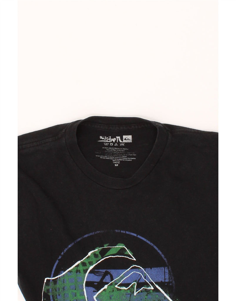 QUIKSILVER Womens Graphic T-Shirt Top UK 10 Small Black Cotton Vintage Quiksilver and Second-Hand Quiksilver from Messina Hembry 