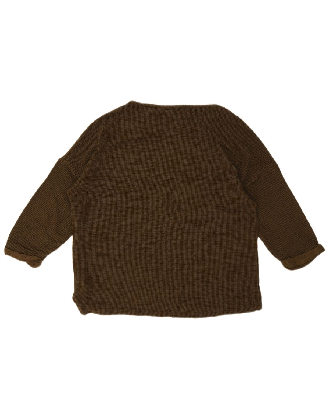 Zara Womens Oversized Top 3/4 Sleeve UK 10 Small Brown Viscose