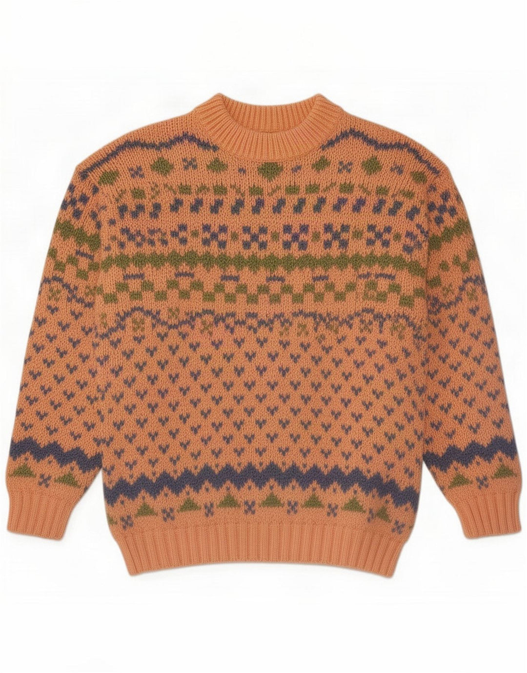 Chambers Mens Crew Neck Jumper Sweater Medium Pink Geometric