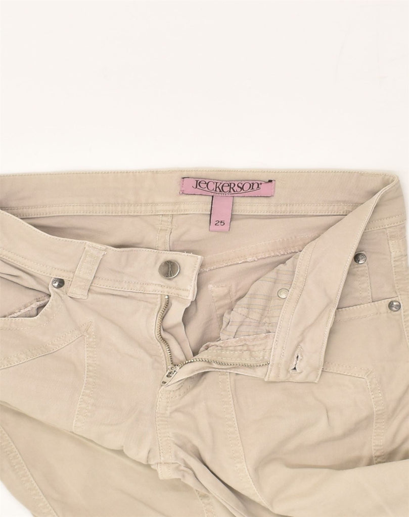 JECKERSON Womens Slim Casual Trousers W25 L34 Beige Cotton | Vintage Jeckerson | Thrift | Second-Hand Jeckerson | Used Clothing | Messina Hembry 