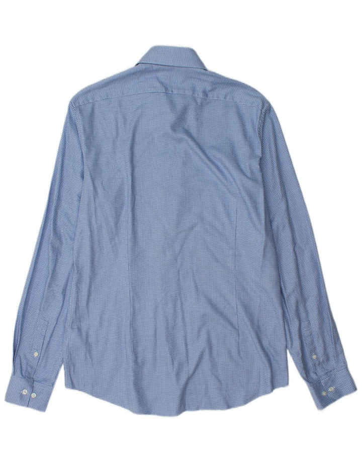 Calvin Klein Mens Slim Fit Shirt Size 40 15 3/4 Medium Blue Geometric