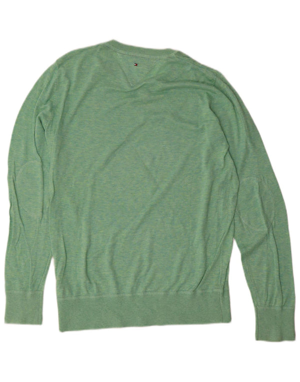 Tommy Hilfiger Boys V-Neck Jumper Sweater 15-16 Years Green Cotton