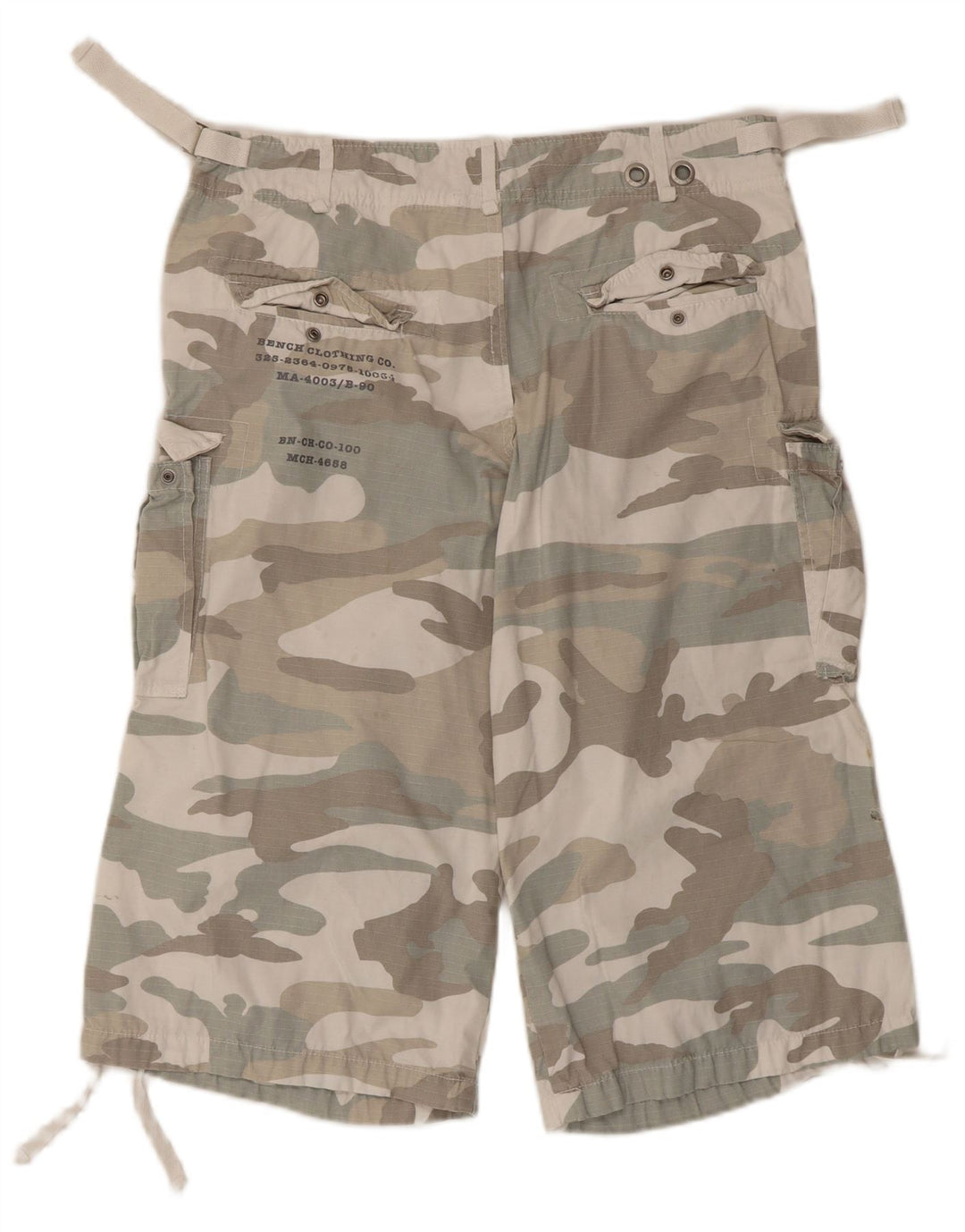 BENCH Mens Cargo Shorts W30 Medium  Beige Camouflage Cotton