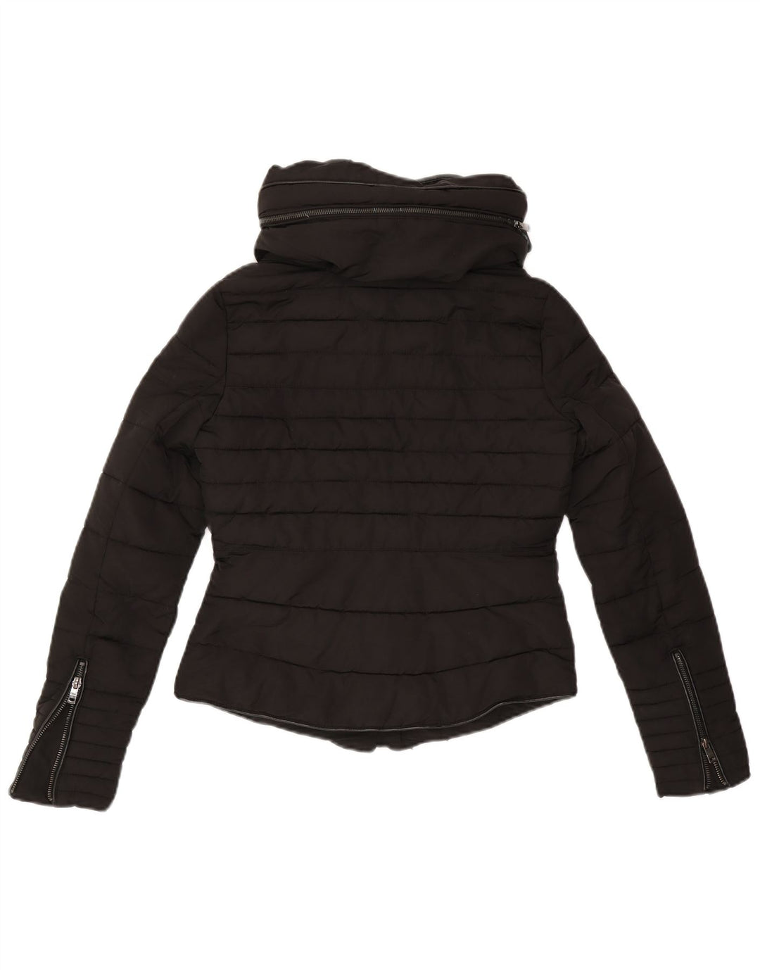Zara Womens Hooded Padded Jacket UK 6 XS Black Polyester