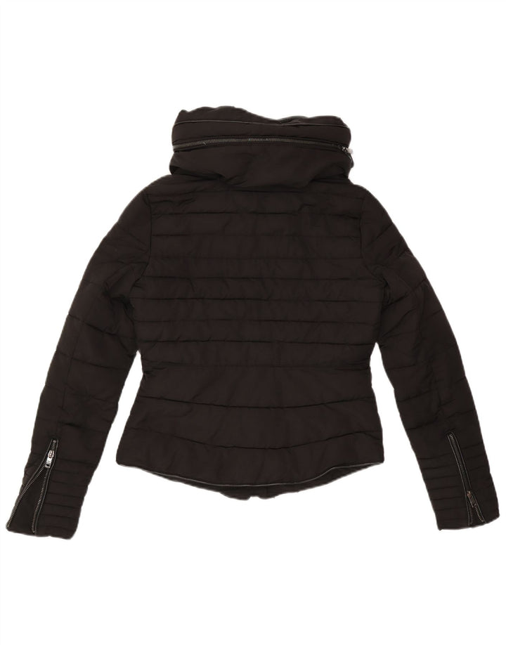 Zara Womens Hooded Padded Jacket UK 6 XS Black Polyester