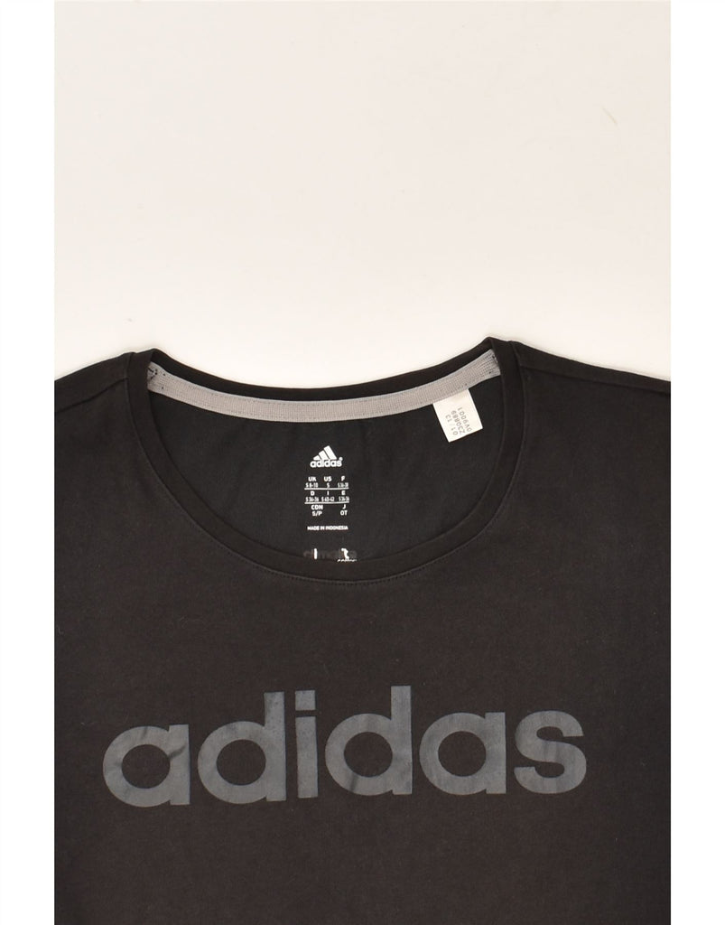 ADIDAS Womens Climalite Graphic T-Shirt Top UK 80 Small Black | Vintage Adidas | Thrift | Second-Hand Adidas | Used Clothing | Messina Hembry 