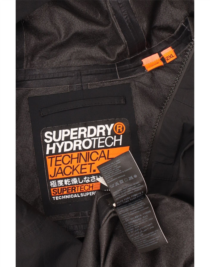 Superdry Mens Hooded Windbreaker Jacket UK 44 2XL Black Polyester