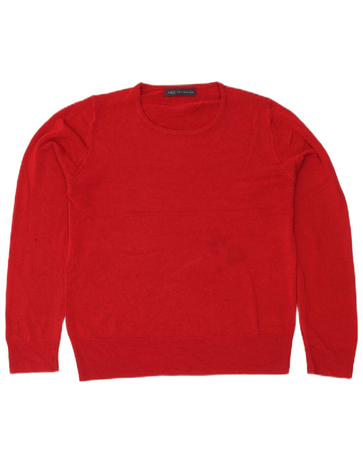 Marks & Spencer Womens Crew Neck Jumper Sweater UK 14 Large Red