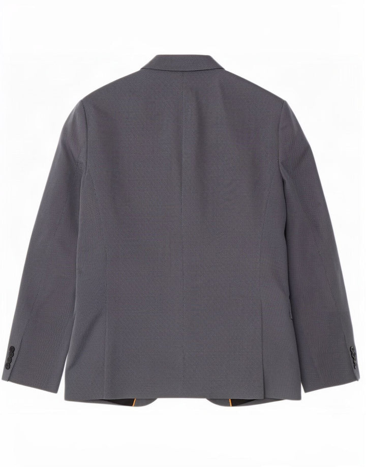 Zara Mens 1 Button Blazer Jacket EU 52 Large Blue Polyester