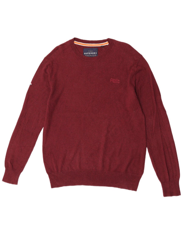 Superdry Mens Crew Neck Jumper Sweater XL Burgundy Cotton