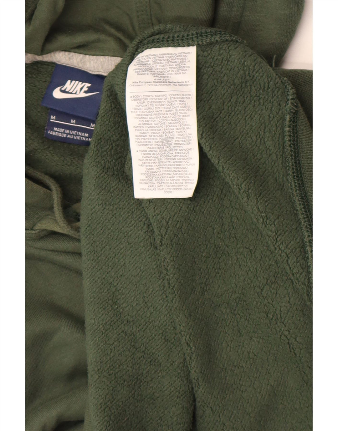 Nike Mens Hoodie Jumper Medium Green Cotton