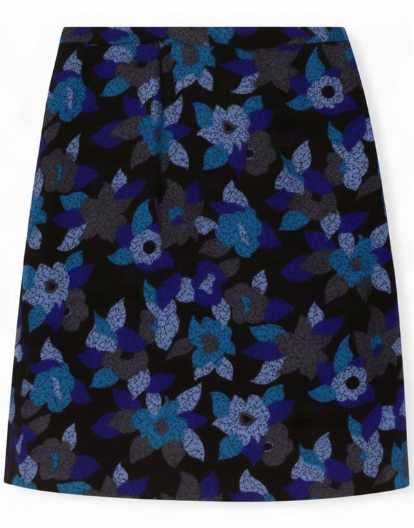 Vintage Womens Straight Skirt Large W32 Black Floral