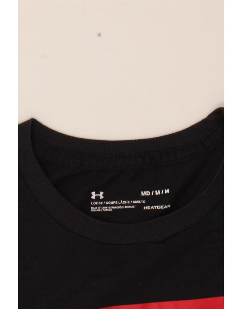 UNDER ARMOUR Mens Heat Gear Graphic T-Shirt Top Medium Black Cotton Vintage Under Armour and Second-Hand Under Armour from Messina Hembry 