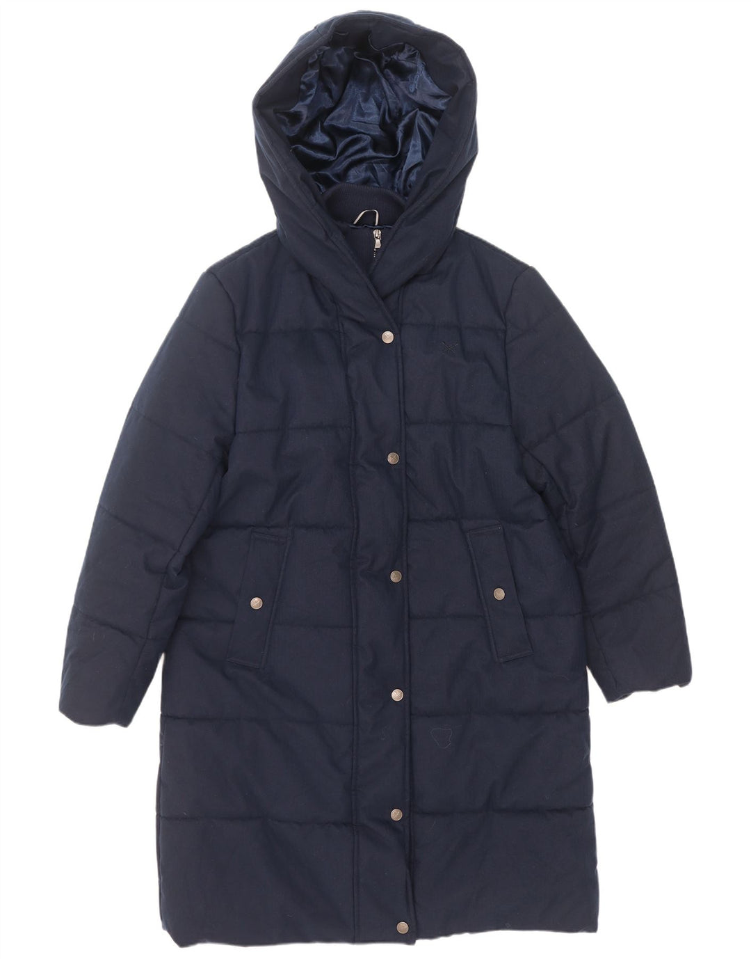 Crew Clothing Womens Hooded Padded Coat UK 16 Large Navy Blue Polyester