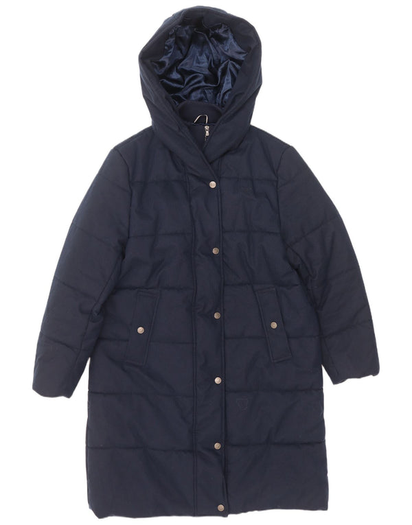 Crew Clothing Womens Hooded Padded Coat UK 16 Large Navy Blue Polyester