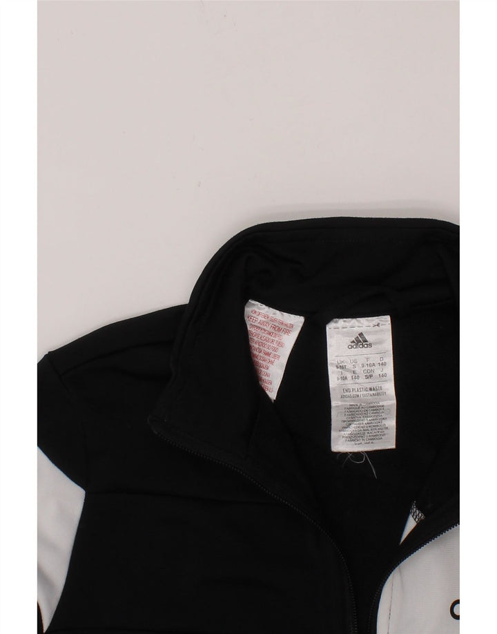 ADIDAS Boys Tracksuit Top Jacket 9-10 Years Black Colourblock Polyester