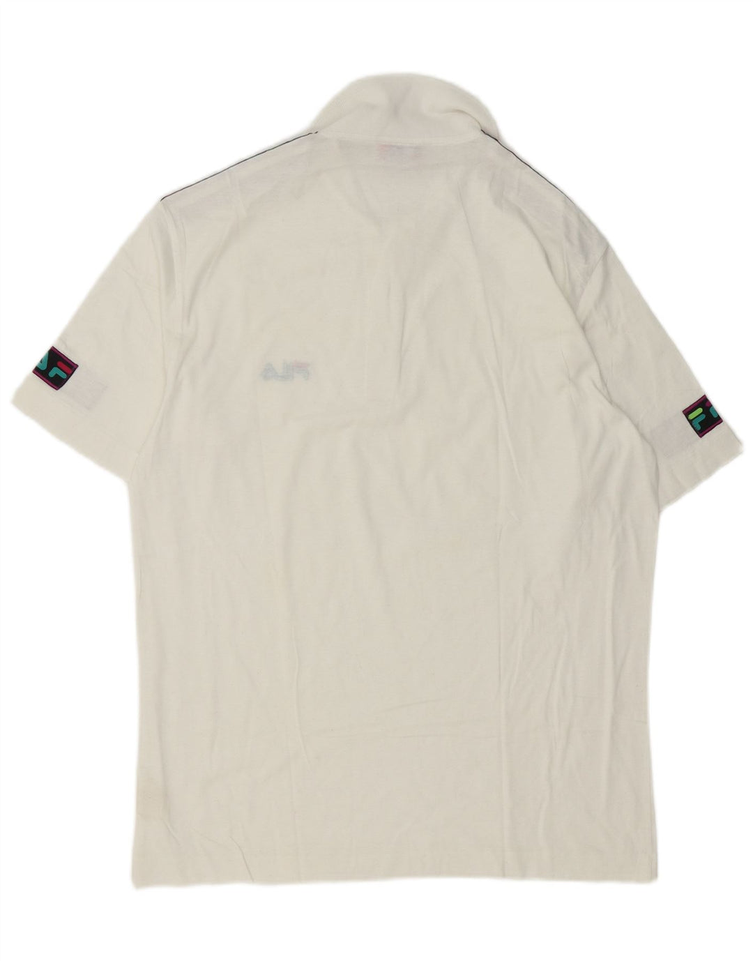 Fila Mens Graphic Polo Shirt IT 50 Medium White Colourblock Cotton