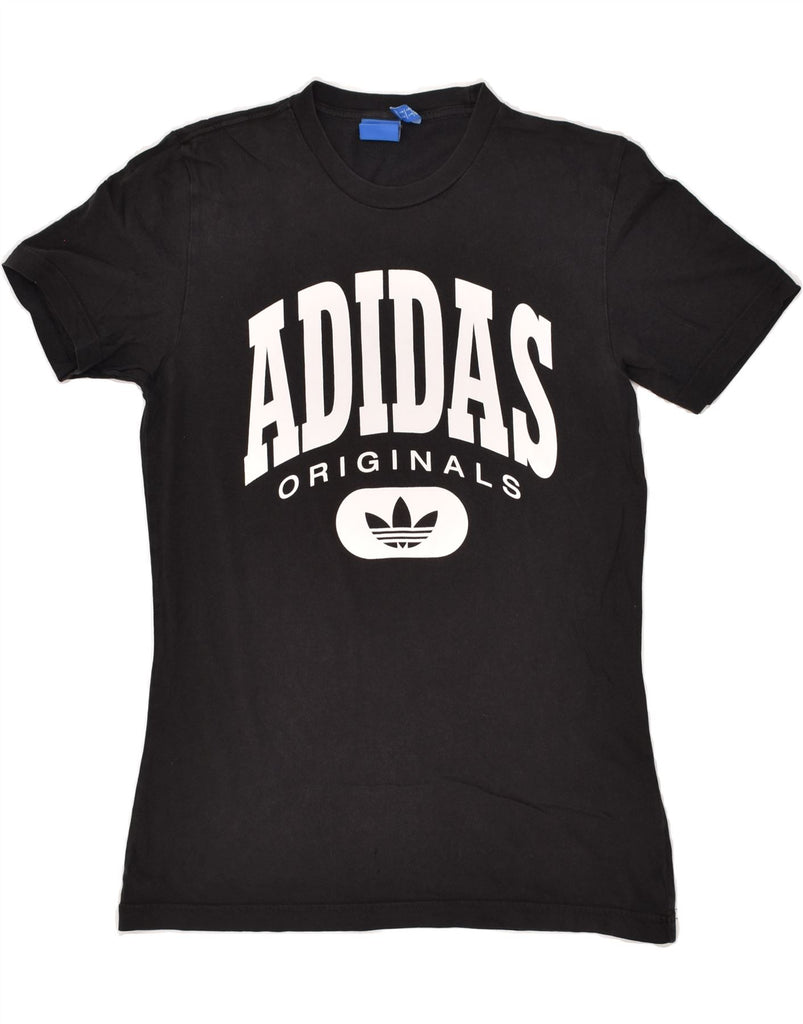 ADIDAS Mens Graphic T-Shirt Top Small Black Vintage Adidas and Second-Hand Adidas from Messina Hembry 