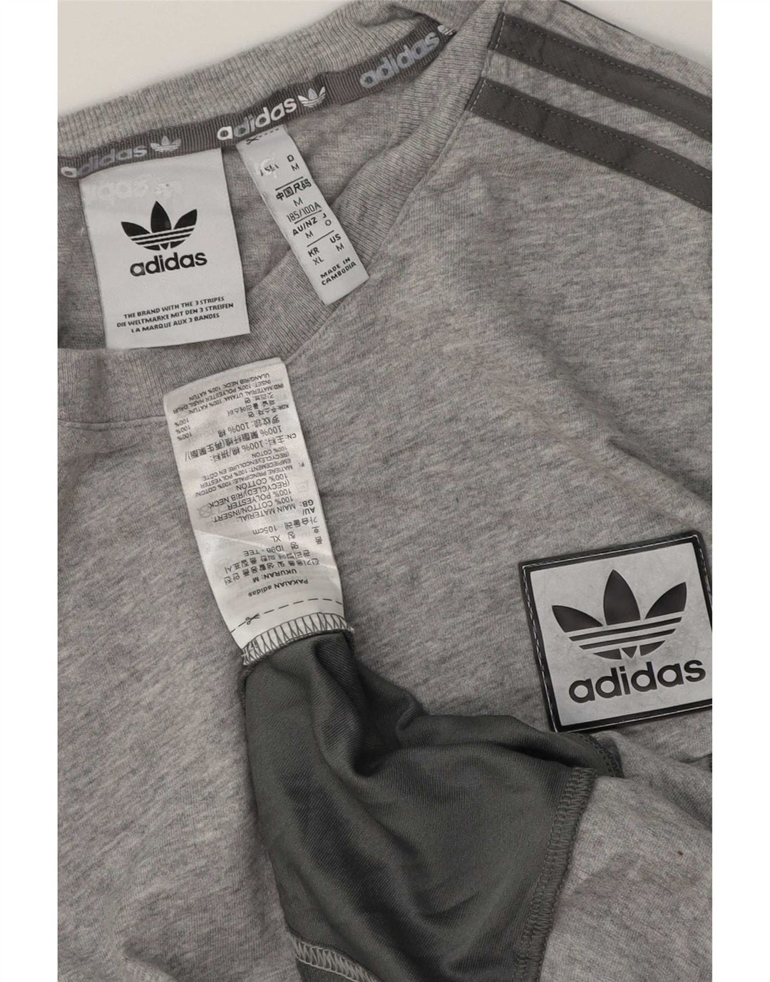 Adidas Mens T-Shirt Top Medium Grey Cotton