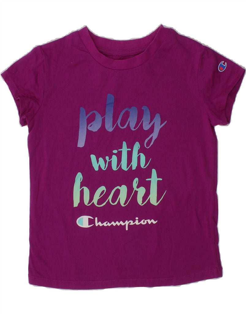 CHAMPION Girls Graphic T-Shirt Top 5-6 Years Purple Cotton Vintage Champion and Second-Hand Champion from Messina Hembry 