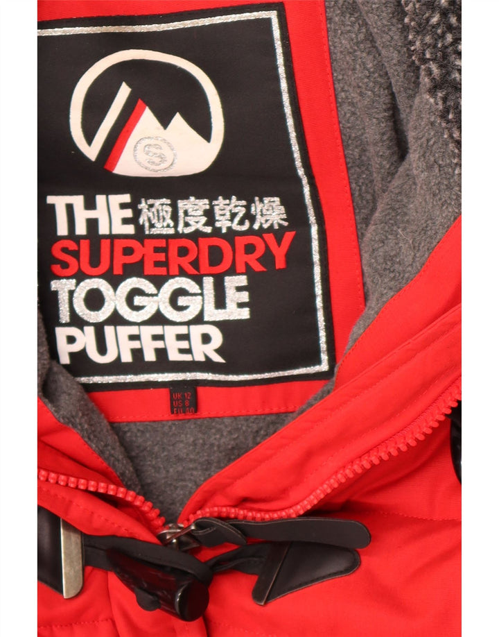 Superdry Womens The Toggle Puffer Graphic Padded Jacket UK 12 Medium Red