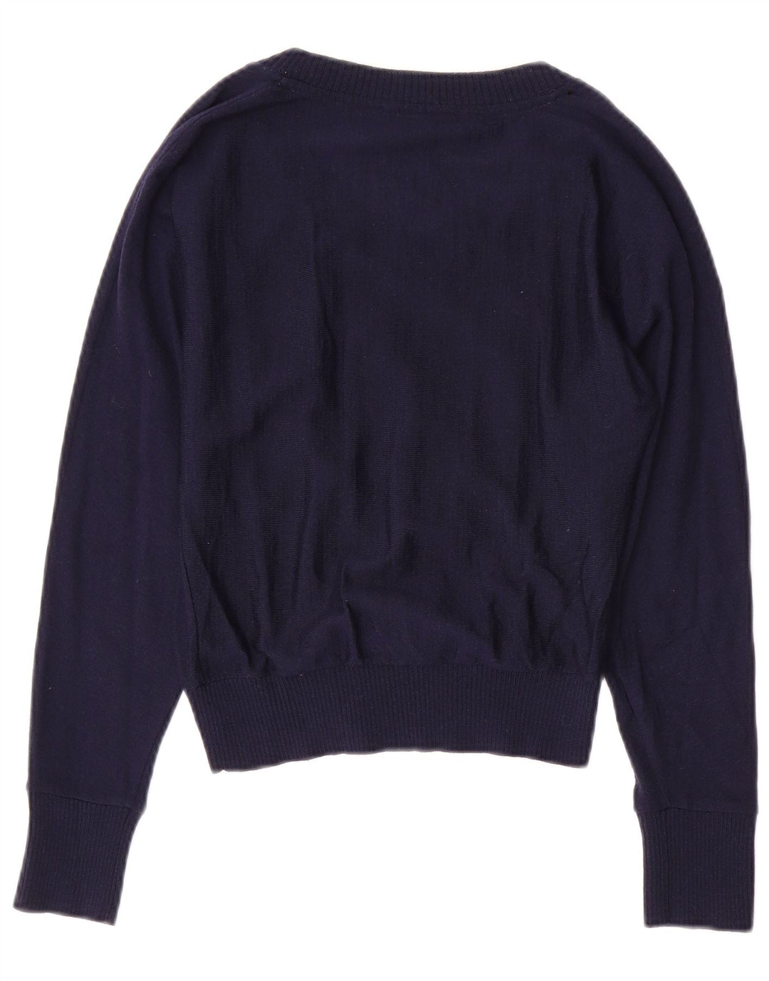 ALVIERO MARTINI Womens Crop V-Neck Jumper Sweater IT 40 Small Navy Blue