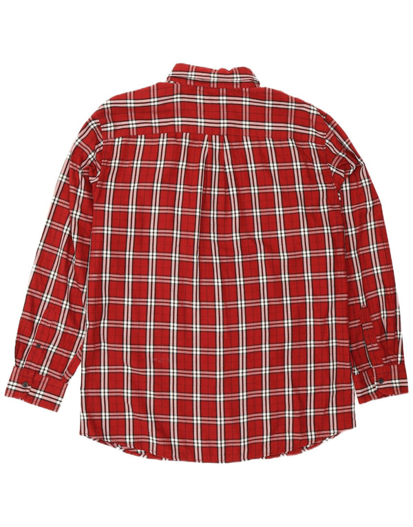 Chaps Mens Flannel Shirt XL Red Check Cotton
