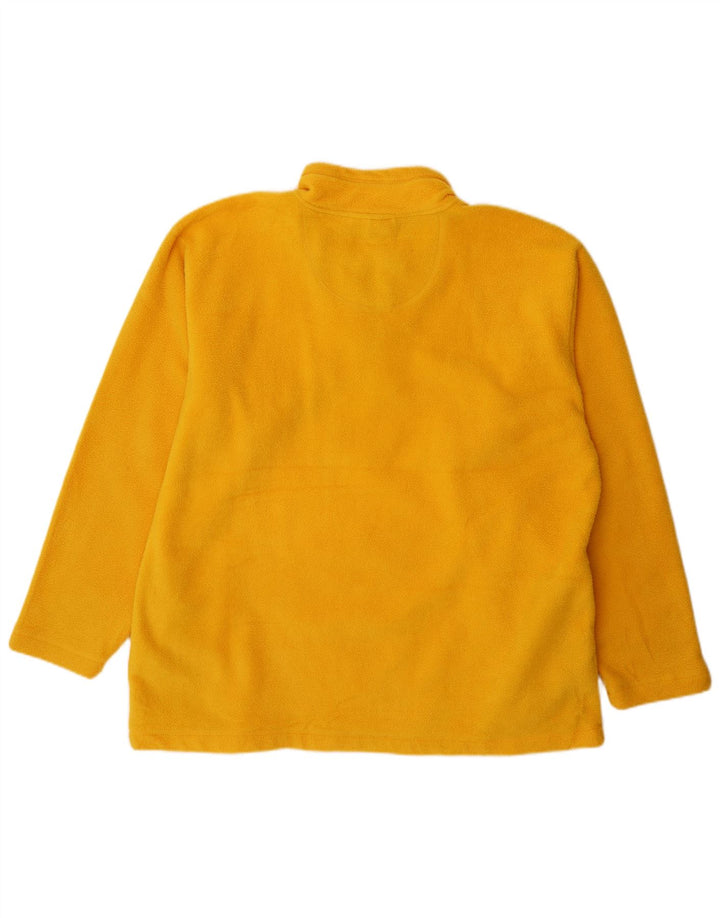 VINTAGE Mens Zip Neck Fleece Jumper XL Yellow Polyester
