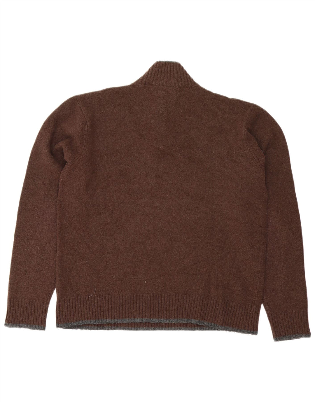 Fila Mens Zip Neck Jumper Sweater Large Brown Lambswool