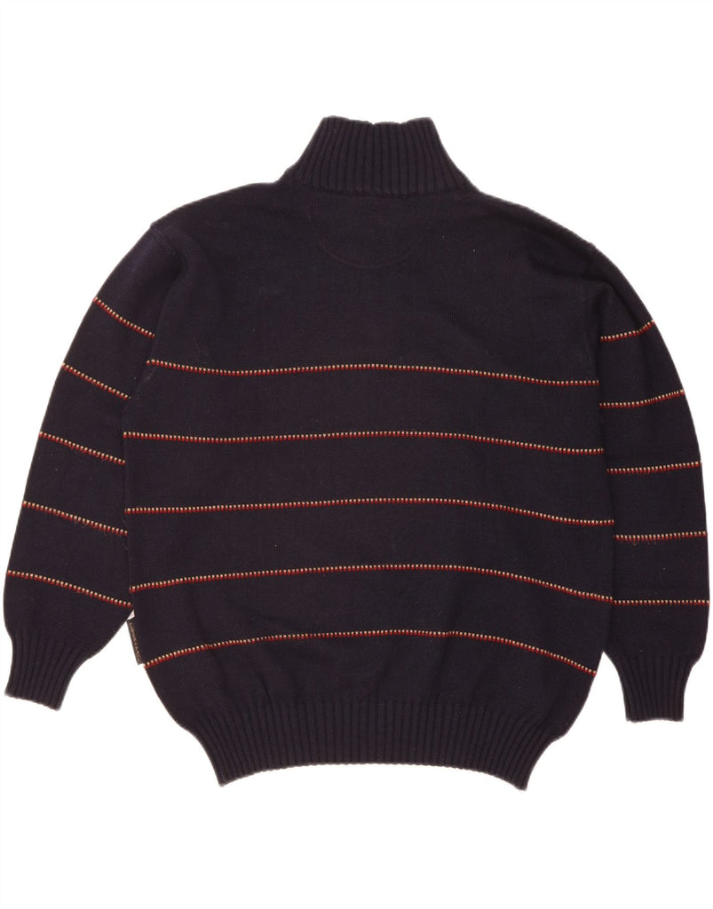 PETER & PAUL Mens Zip Neck Jumper Sweater Large Navy Blue Striped Vintage Peter & Paul and Second-Hand Peter & Paul from Messina Hembry 