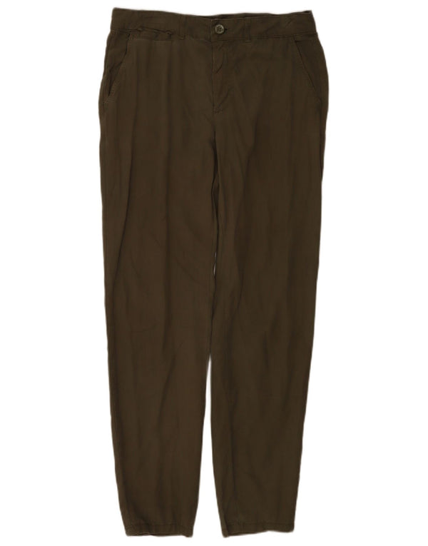 Zara Womens Tapered Chino Trousers EU 36 XS W26 L28 Green Lyocell