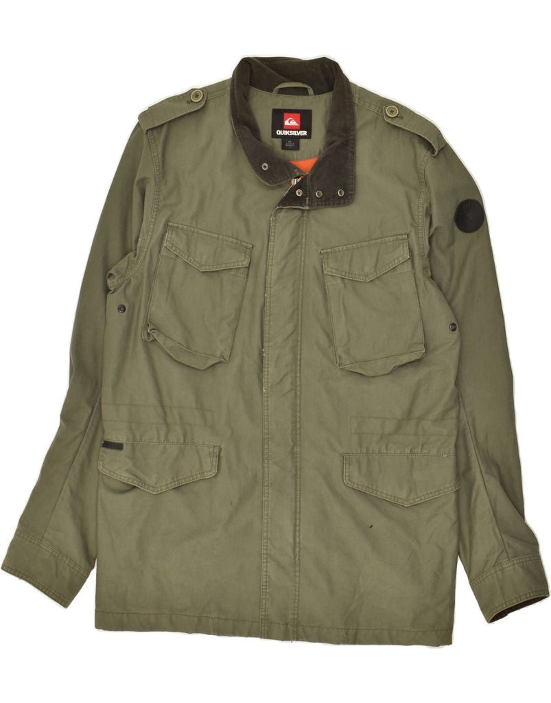 QUIKSILVER Mens Military Jacket UK 40 Large Green Cotton | Vintage Quiksilver | Thrift | Second-Hand Quiksilver | Used Clothing | Messina Hembry 