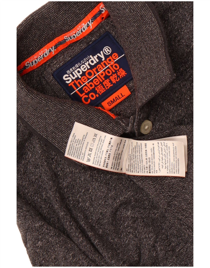 Superdry Mens Polo Shirt Small Grey Flecked Cotton