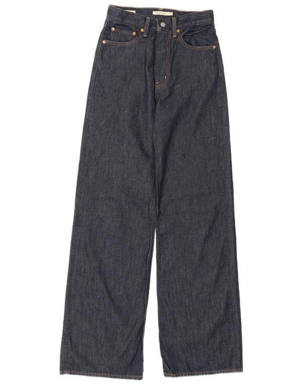 LEVI'S Womens Ribcage High Waist Wide Leg Jeans W27 L34  Navy Blue Cotton