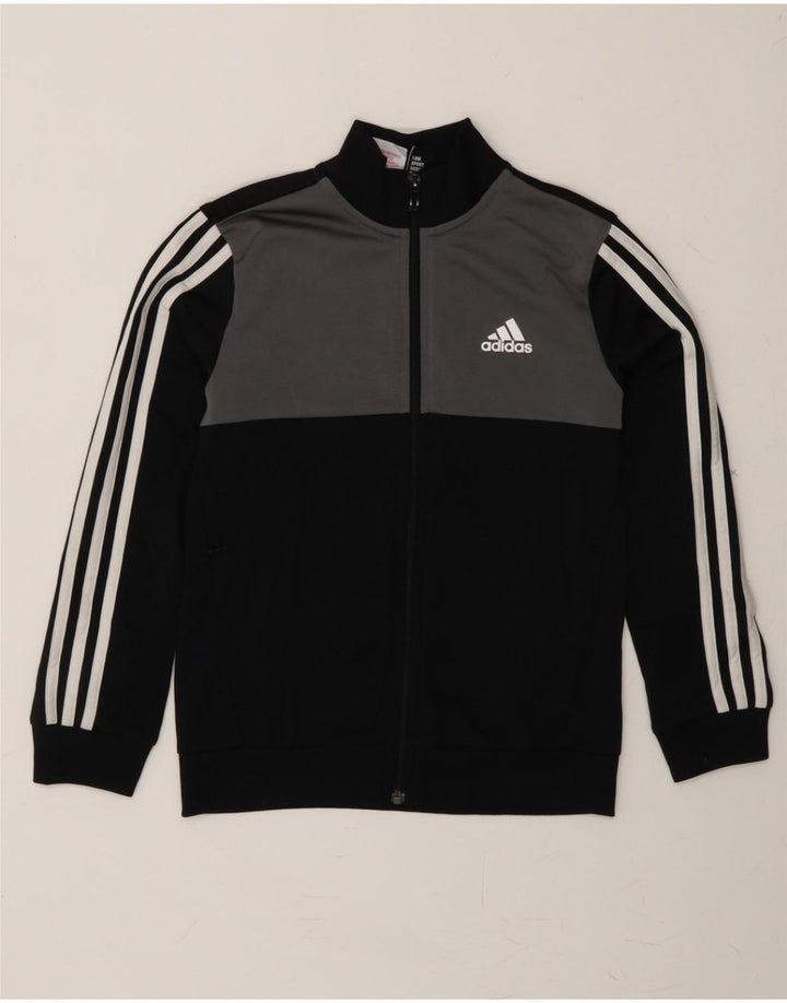ADIDAS Boys Tracksuit Top Jacket 9-10 Years Black Colourblock Polyester Vintage Adidas and Second-Hand Adidas from Messina Hembry 