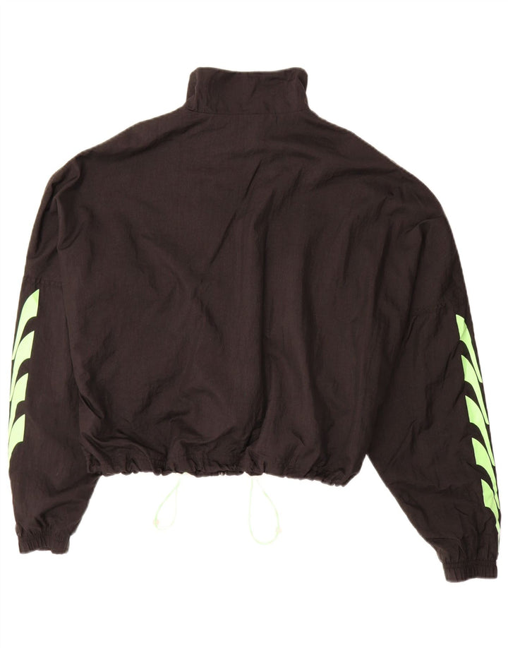 PUMA Womens Crop Graphic Tracksuit Top Jacket UK 14 Medium Black Nylon