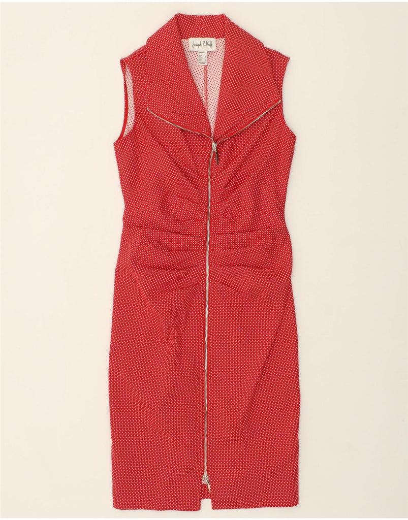 JOSEPH RIBKOFF Womens Sleeveless Shirt Dress UK 6 Small Red Polka Dot Vintage Joseph Ribkoff and Second-Hand Joseph Ribkoff from Messina Hembry 