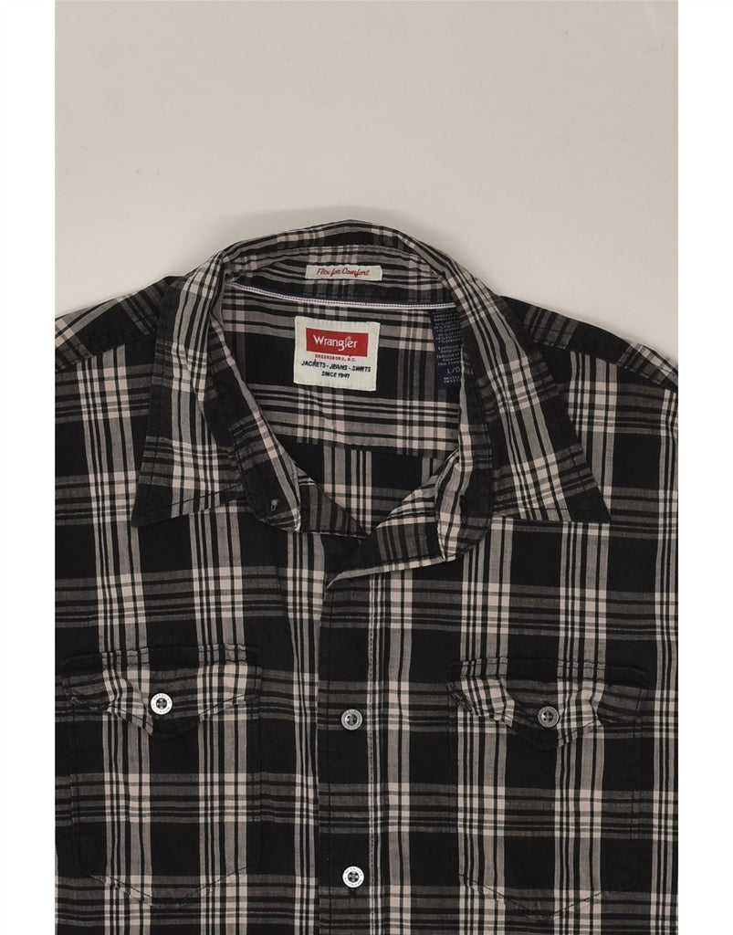 WRANGLER Mens Slim Shirt Large Black Check Cotton | Vintage Wrangler | Thrift | Second-Hand Wrangler | Used Clothing | Messina Hembry 