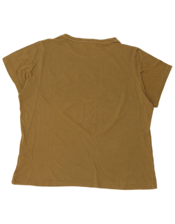 Trussardi Jeans Womens Graphic T-Shirt Top UK 16 Large Khaki Cotton