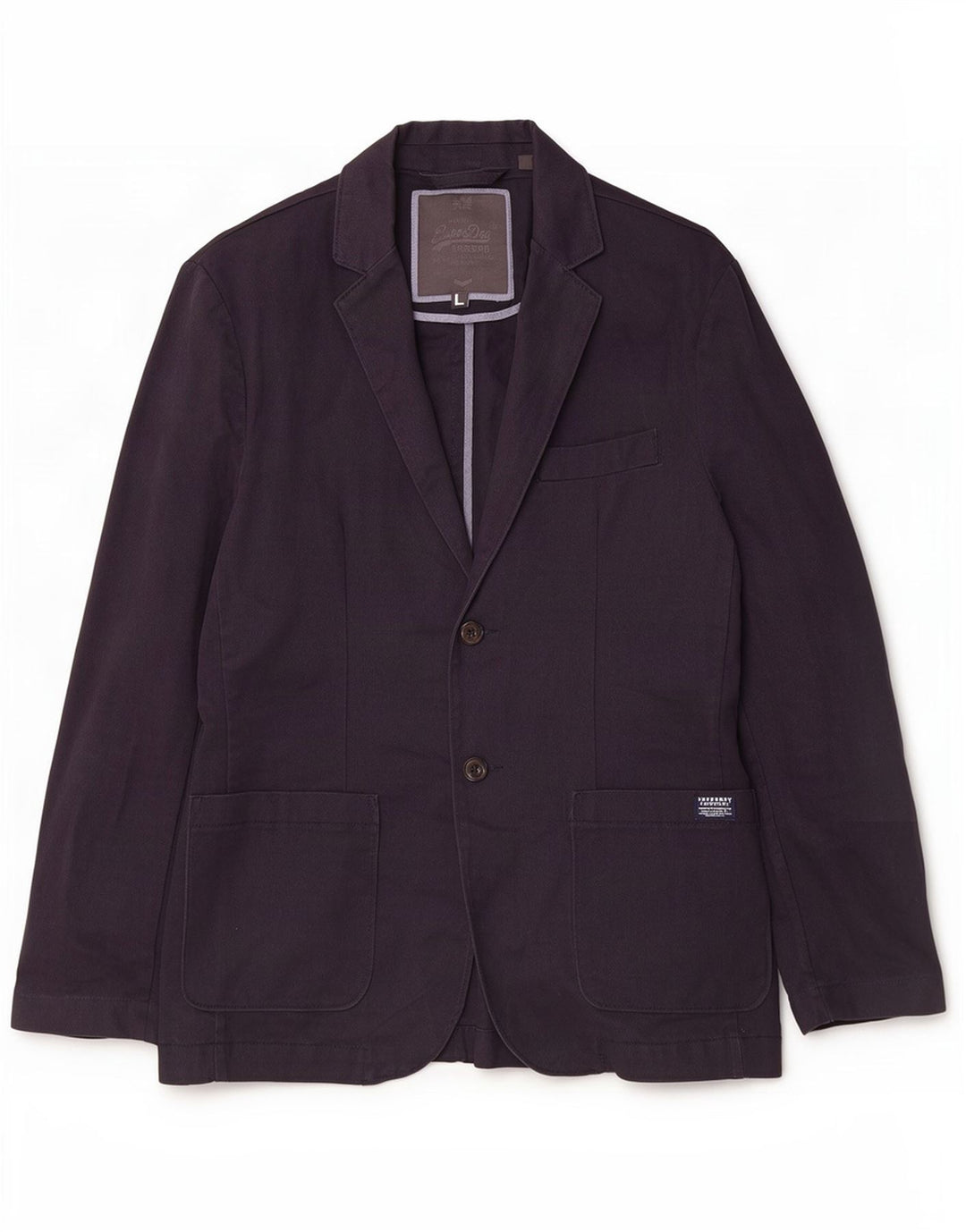 Superdry Mens 2 Button Blazer Jacket UK 40 Large Navy Blue Cotton