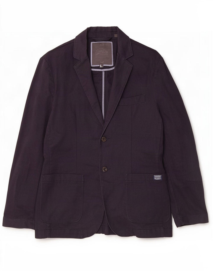 Superdry Mens 2 Button Blazer Jacket UK 40 Large Navy Blue Cotton