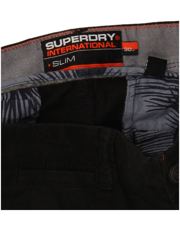 Superdry Mens Slim Chino Shorts W30 Medium Black Cotton