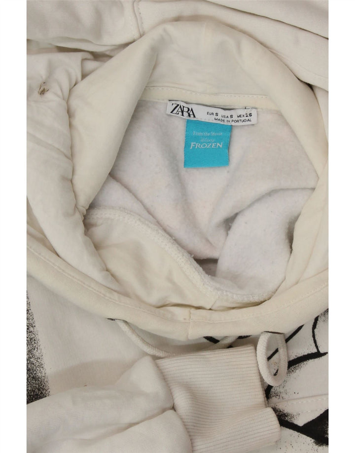 ZARA Womens Frozen Graphic Hoodie Jumper UK 10 Small White