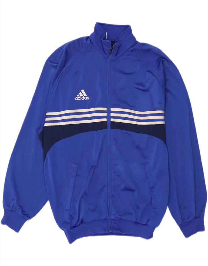 Adidas Mens Tracksuit Top Jacket UK 42/44 Large Blue Colourblock Polyester