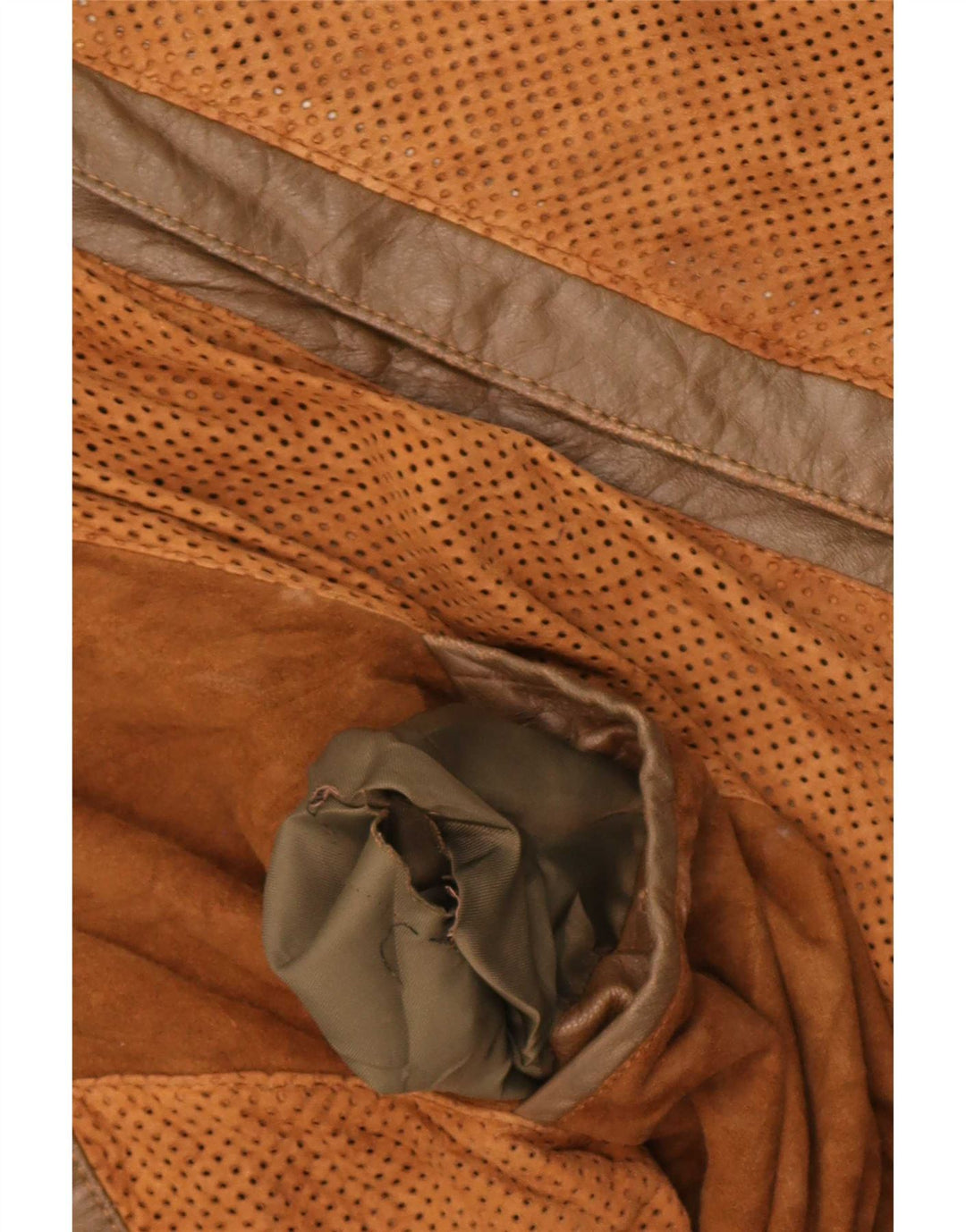 Vintage Mens Bomber Leather Jacket UK 38 Medium Brown Colourblock