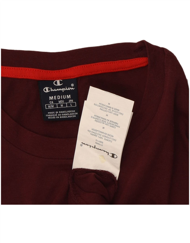 CHAMPION Mens Graphic T-Shirt Top Medium Burgundy Cotton