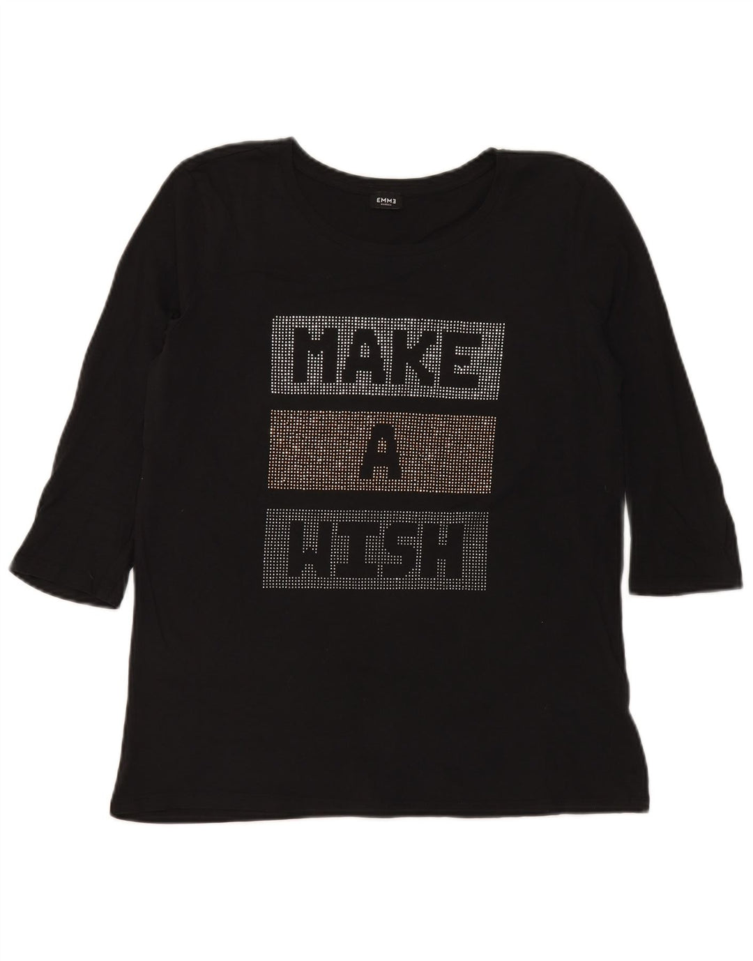 Marella Womens EMME Graphic Top 3/4 Sleeve UK 12 Medium Black