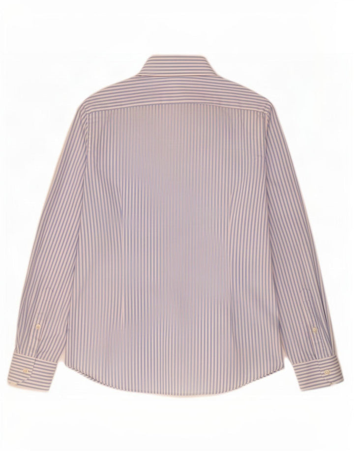 Benetton Mens Shirt Medium Blue Pinstripe