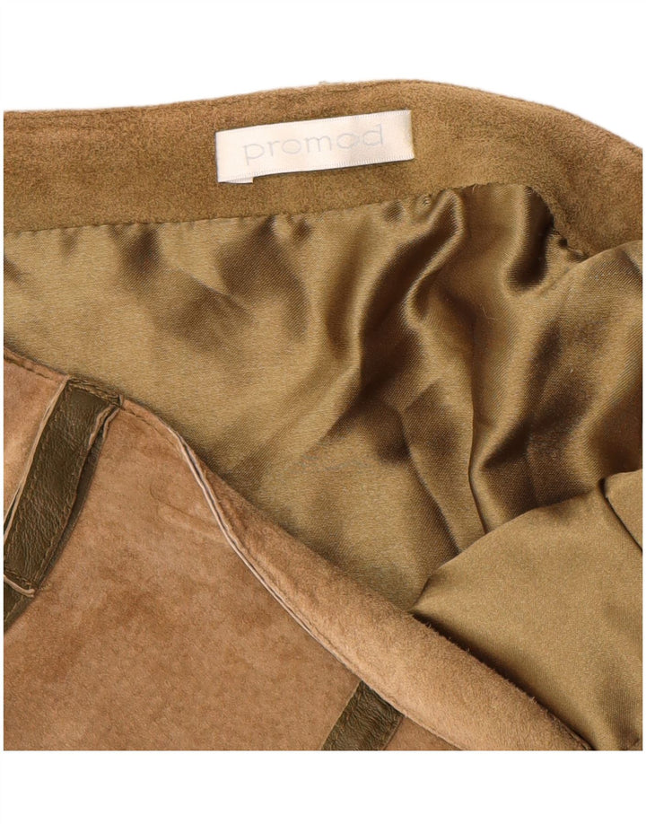 Promod Womens Suede A-Line Skirt UK 8 Small W28  Beige Leather